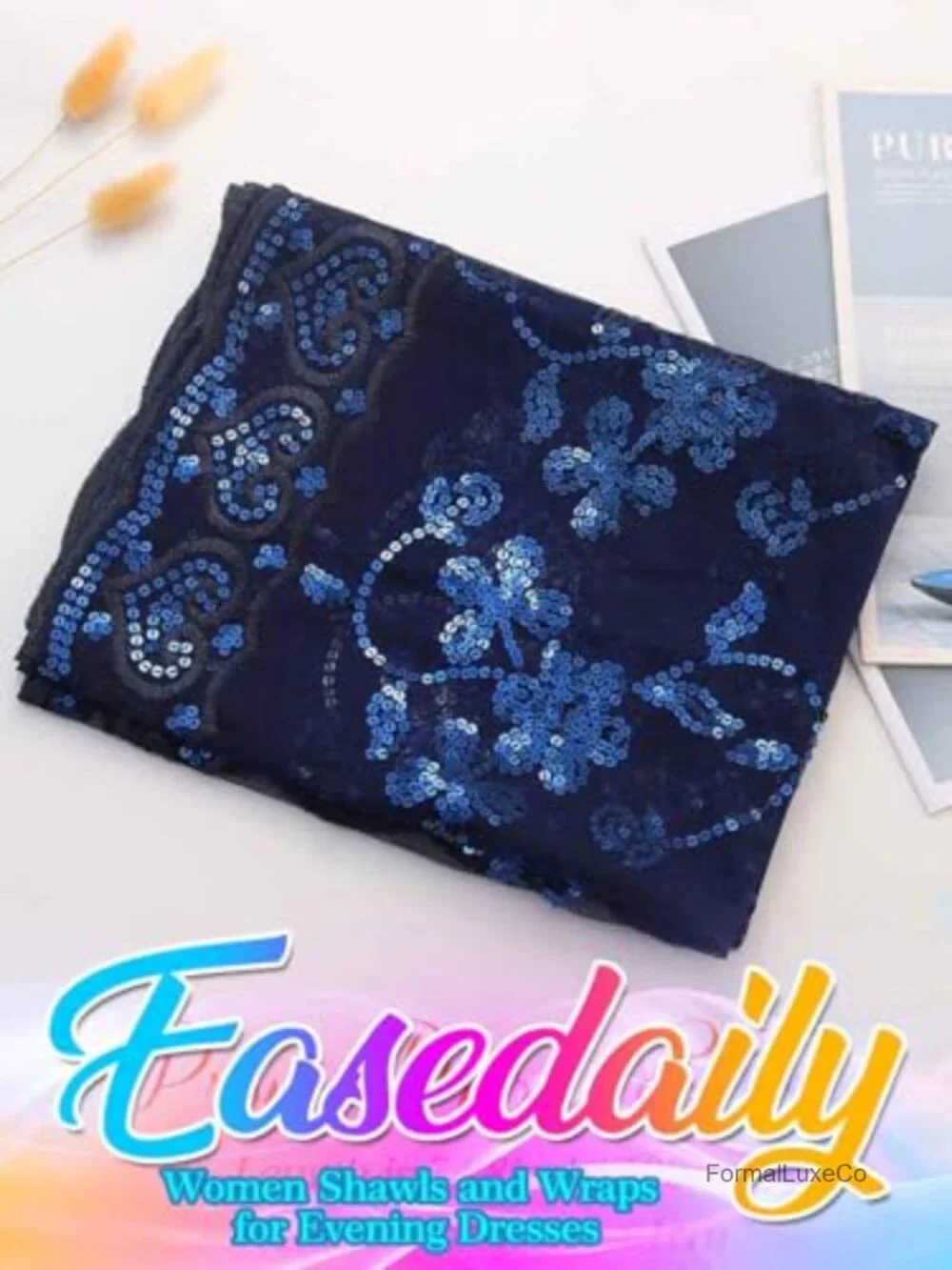 Sparkling Sequin Sheer Pashmina Shawl Wrap for Evening Dress Wedding